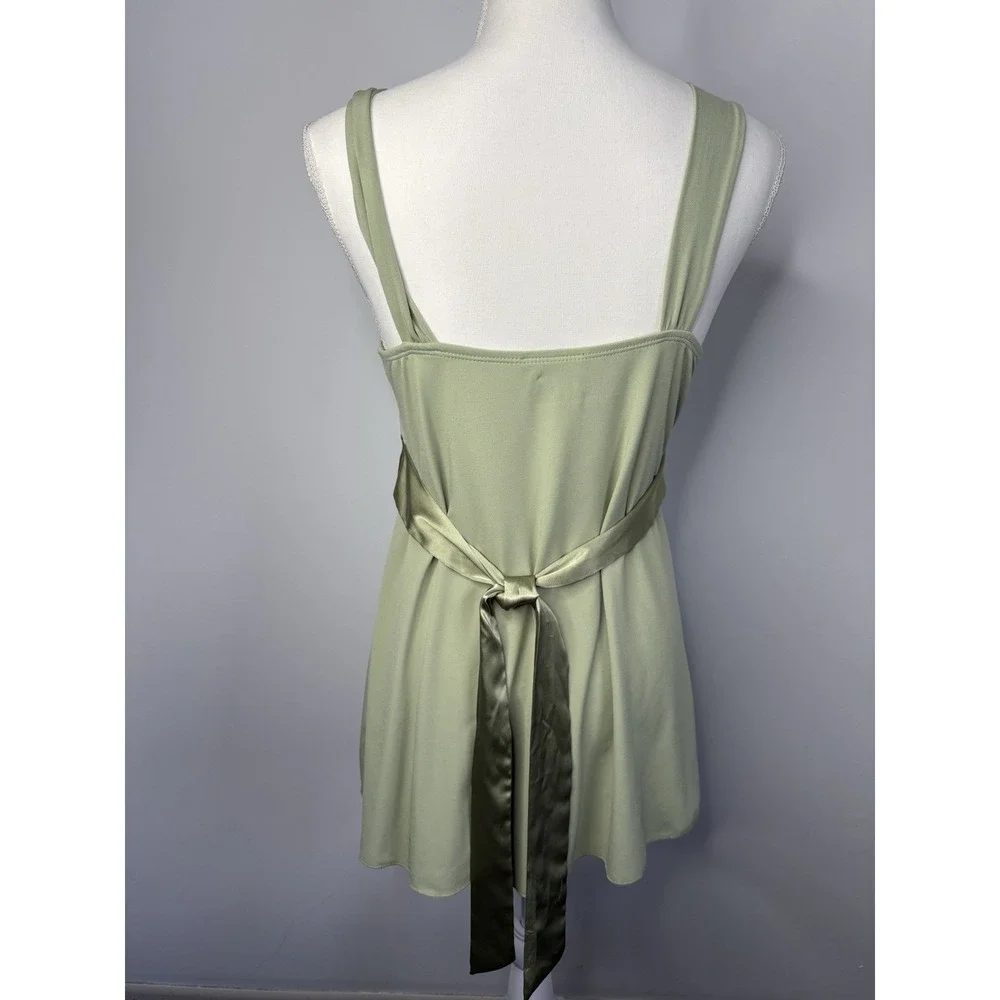 Vintage Womens Y2K Satin Babydoll Top Size Large Forest Fairy Coquette USA